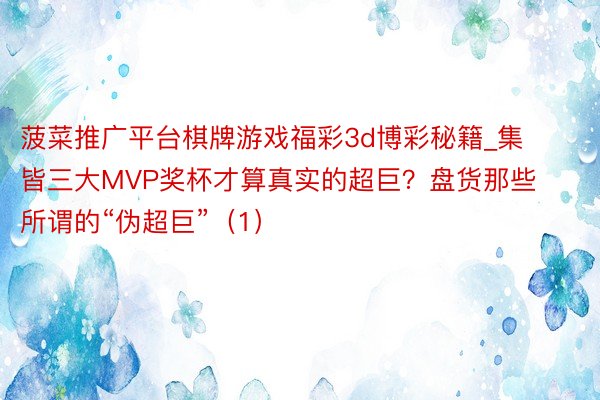 菠菜推广平台棋牌游戏福彩3d博彩秘籍_集皆三大MVP奖杯才算真实的超巨？盘货那些所谓的“伪超巨”（1）